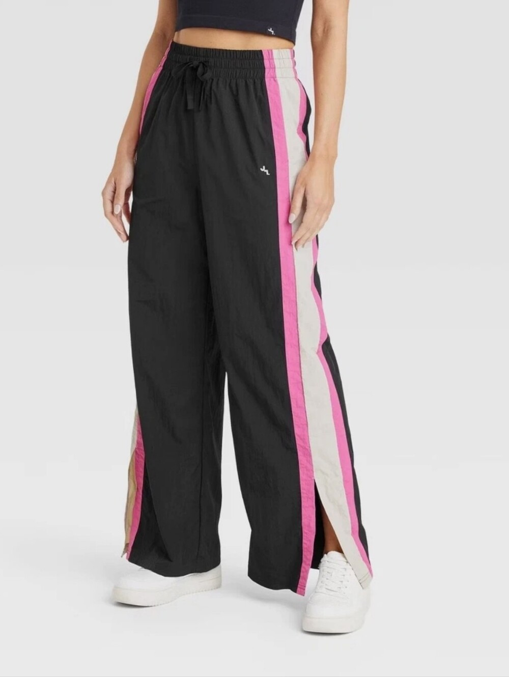 LOYLAB Target Wind Breaker Pants Black Pink Stripe Sz. S